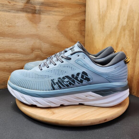 Hoka Bondi 7 Mens Gray Running Shoes Sneakers Size 14 - Picture 4 of 9